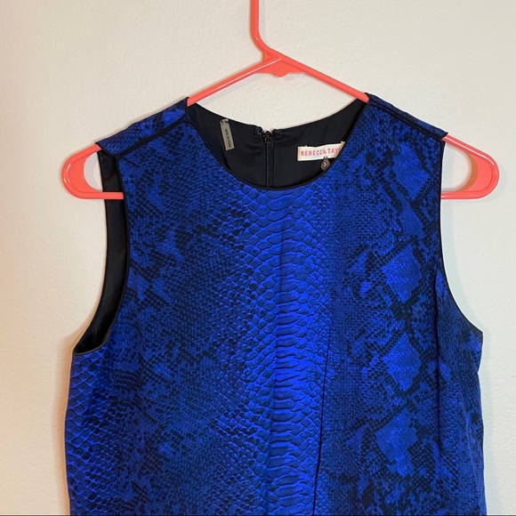 REBECCA TAYLOR blue python colorblock shift dress - Picture 3 of 12